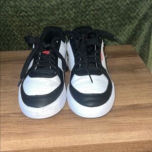 Puma Kids Black and White Sneakers with Red Accents